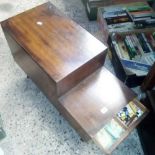 WOODEN SEWING BOX ON 4 LEGS WITH CONTENTS