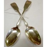 A PAIR OF VICTORIAN EXETER SILVER SPOONS - 1849 BY W.R SOBY