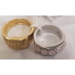 A SIGNED (T SENTO) SILVER RING & A SILVER GILT RING