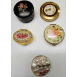 BAG OF 5 ASSORTED MINIATURE PILL BOXES ETC