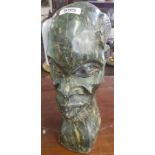 CARVED MARBLE ETHNIC HEAD APPROX 12'' HIGH