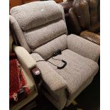 HIGH BACKED MUSHROOM COLOURED ELECTRIC RECLINING ARMCHAIR