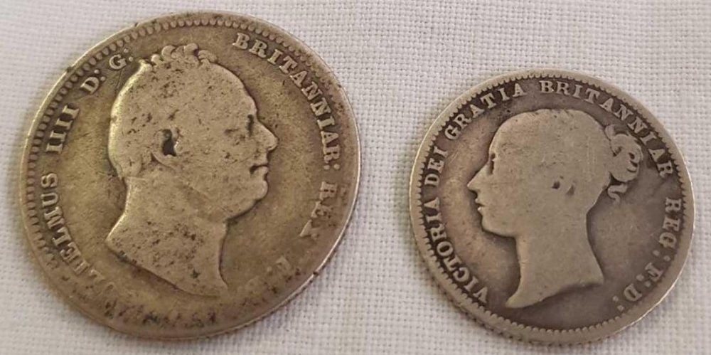 WILLIAM IV SILVER SHILLING 1834 & SIXPENCE 1873 - Image 2 of 2