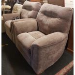 PAIR OF PARKER KNOLL COLOURED DEEP UPHOLSTERED ARMCHAIRS (1 AN ELECTRIC RECLINER)