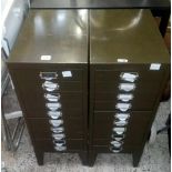 2 DARK GREEN METAL 10 DRAWER FILING CABINETS