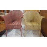 PAIR OF LOOM STYLE CHAIRS (1 PINK, 1 CREAM)