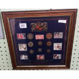 F/G PICTURE OF QUEEN ELIZABETH'S GOLDEN JUBILEE STAMP & COIN SET