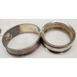 TWO SILVER NAPKIN RINGS - 1 CHESTER 1901