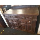 LARGE OAK CARVED SIDEBOARD 4FT 6'' L (FRENCH)