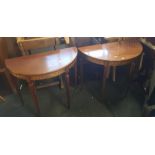 2 MODERN MAHOGANY DEMI LOOM TABLE WITH SHERATON STYLE LEGS