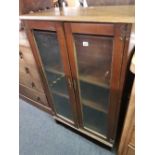 1930'S OAK GLASS FRONTED DISPLAY CABINET