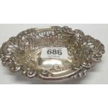 A VICTORIAN SILVER OVAL DISH - B'HAM 1899