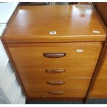 WILLIAM LAWRENCE NARROW TEAK CHEST OF 4 DRAWERS 1FT 9''