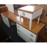 BEDROOM SUIT COMPRISING DRESSING TABLE WITH MIRRORED BACK & 3 DRAWERS, BEDSIDE TABLE WITH