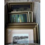 CARTON OF F/G PICTURES, OIL ON BOARDS & PHOTOGRAPHS OF NEWQUAY & TORQUAY