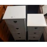 2 SMALL WHITE PAINTED WOODEN BEDSIDE DRAWERS