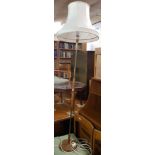 RETRO TEAK & BRASS STANDARD LAMP & SHADE