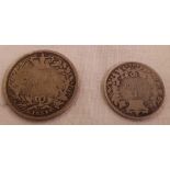 WILLIAM IV SILVER SHILLING 1834 & SIXPENCE 1873