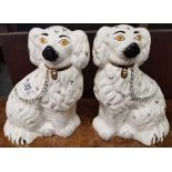 PAIR OF ROYAL DOULTON STAFFORDSHIRE FLAT BACK SPANIELS (ALSO MARKED BESWICK)