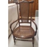 OAK CARVED CHAIR WITH BERGERE STYLE SEAT & BACK A/F