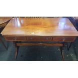 MAHOGANY INLAID SIDE TABLE WITH 3 DRAWERS