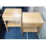 HERBERT & GIBBS PAIR OF TEAK BEDSIDE TABLES WITH SHELF & DRAWER