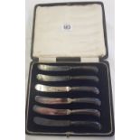 CASE SET OF SILVER CRYSTAL HANDLED BUTTER KNIVES