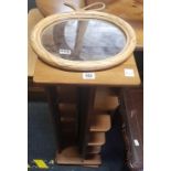 SMALL PINE REVOLVING CD STAND & BAMBOO MIRROR