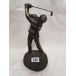 BRONZED RESIN FIGURE OF A GOLFER