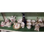 SHELF OF VARIOUS TEA WARE INCL: ROYAL ALBERT & MINTON ETC