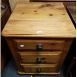 NARROW MODERN PINE CHEST OF 3 DRAWERS 21'' W