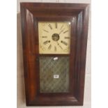 AMERICAN 30 HOUR STRIKING WALL CLOCK WITH GLASS FRONT IN MAHOGANY