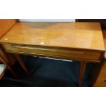 FINE QUALITY MID CENTURY TEAK YOUNGER SIDE TABLE WITH LONG DRAWER 3FT 6'' W