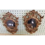 2 SMALL CAST BRASS ORNATE MIRRORS