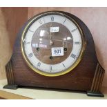 WOOD CASED WESTMINSTER CHIME MANTEL CLOCK