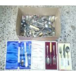 SMALL CARTON OF MIXED CUTLERY, SOME IN BOXES