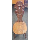 VICTORIAN CARVED OAK HALL CHAIR CARVED WITH 1798 - 1897 FOUDROYANT NELSONS FLAG SHIP