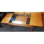 G-PLAN TEAK GLASS TOP COFFEE TABLE WITH MAGAZINE SHELF 4FT 6'' L