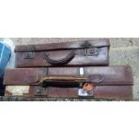 2 VINTAGE BROWN LEATHER SUITCASES OF SMALL SIZE