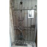 WROUGHT IRON GARDEN GATE APPROX 37'' W WITH SIDE MOUNT SUPPORTS & METAL ARCHWAY