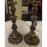 PAIR OF SHEFFIELD PLATE CANDLESTICKS