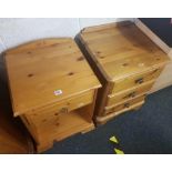 MODERN PINE BEDSIDE CUPBOARD & MODERN PINE BEDSIDE CHEST OF 3 DRAWERS