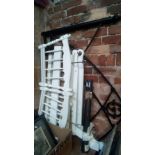 WHITE FLAT PACKED CHILD'S COT& GOTHIC WROUGHT IRON BED HEAD & FIXINGS