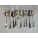 A group of 9 more Georgian tea spoons - 115gms