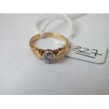 A single stone diamond ring in 18ct gold - size L - 3gms
