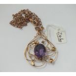 AN ATTRACTIVE AMETHYST PENDANT NECKLACE IN 9CT - 14.7gms