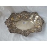 A good oval-shaped fruit stand embossed and pierced sides - 12.5" wide - Sheffield 1898 by GHW -