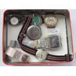 A carton of assorted watches
