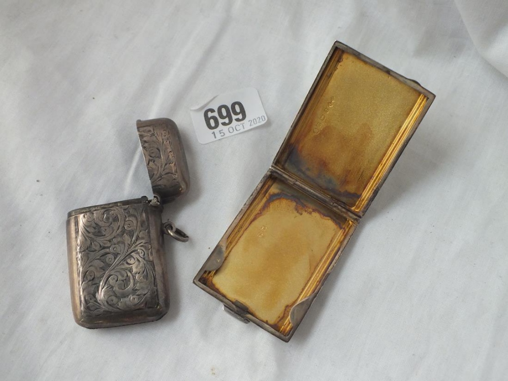 A large Vesta case - B'ham 1919 and a matchbook holder - Image 2 of 2