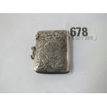 A scroll engraved Vesta case - B'ham 1902